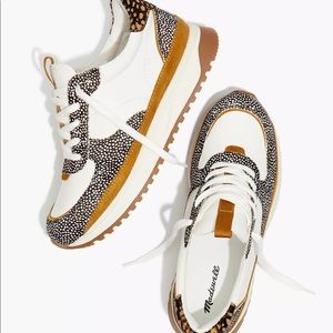 Madewell Kickoff Trainer Sneakers in Leather and Spot Mix Calf Hair